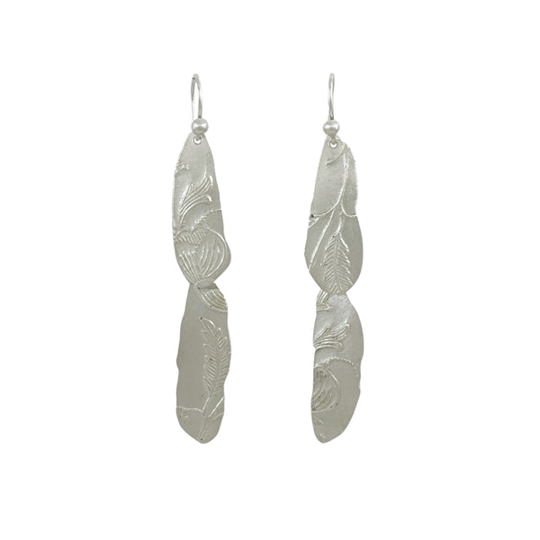Long Layered Silver Keepsake Earrings - Cynthia Nge