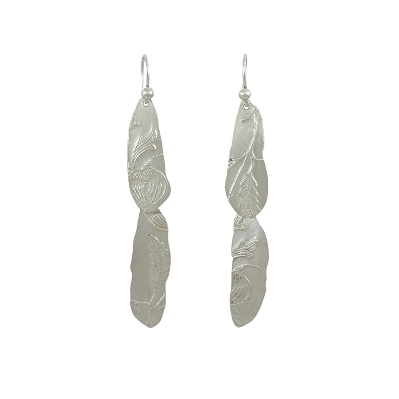 Long Layered Silver Keepsake Earrings - Cynthia Nge