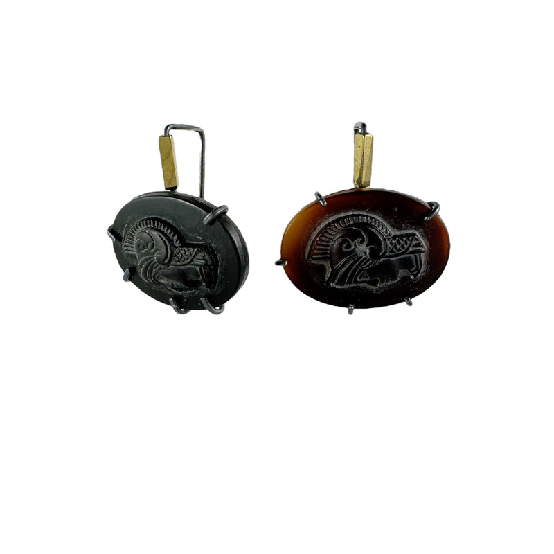 Athena Glass Cameo Earrings - Ari Athans