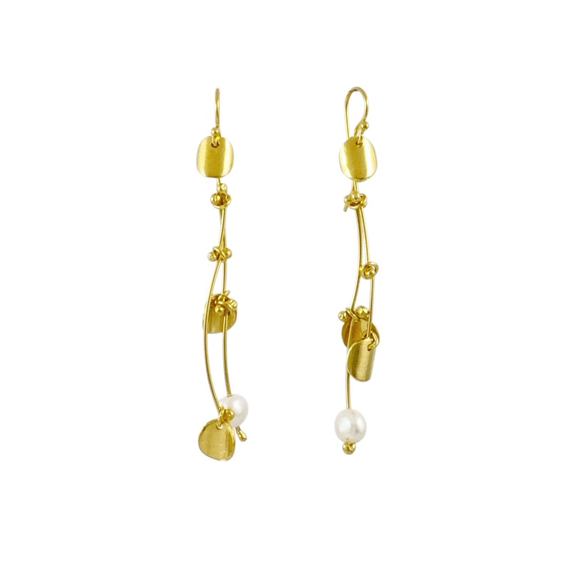 Golden Pearly Twig Earrings - Cynthia Nge