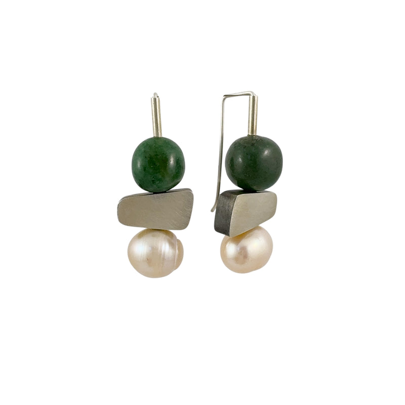 Jade & Peach Pearl Earrings - Ari Athans