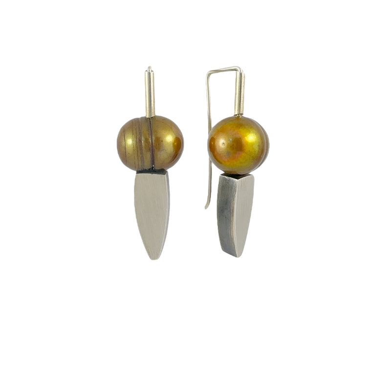 Bronze Pearl Taper Earrings - Ari Athans