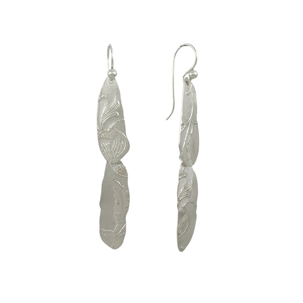 Long Layered Silver Keepsake Earrings - Cynthia Nge