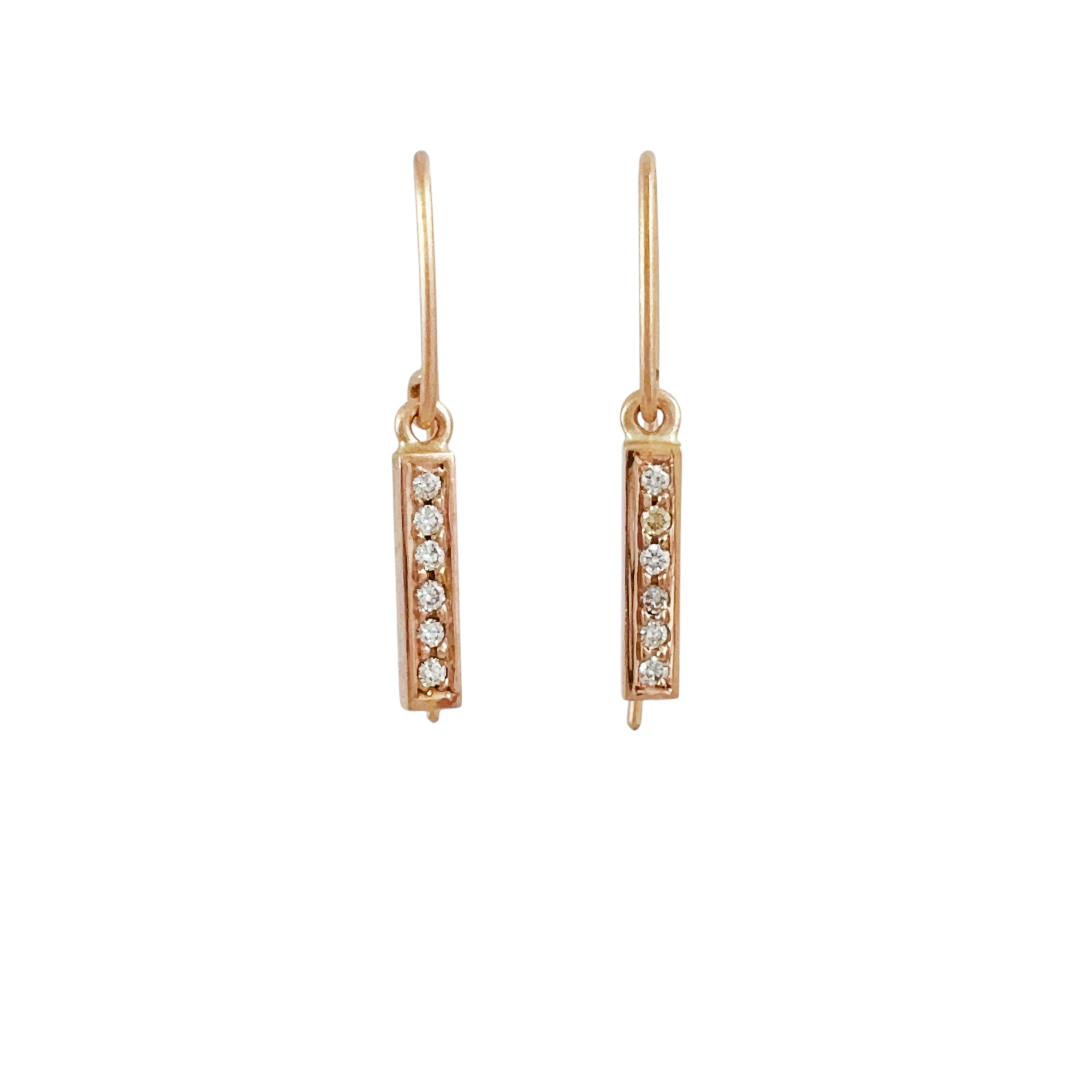 Mode Bar Diamond Rose Gold Earrings - Leah Abercrombie