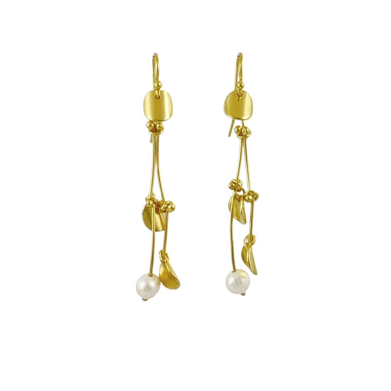 Golden Pearly Twig Earrings - Cynthia Nge