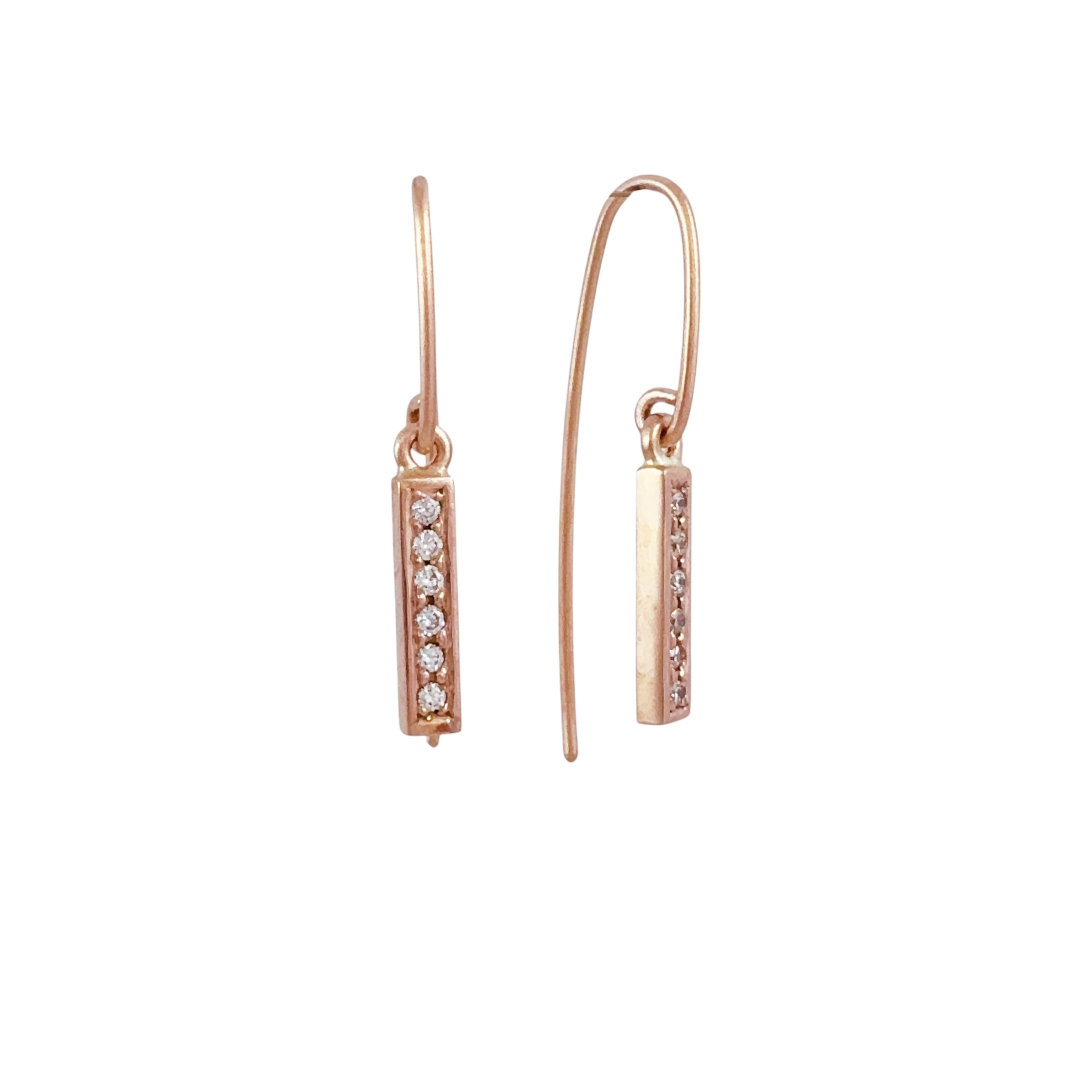 Mode Bar Diamond Rose Gold Earrings - Leah Abercrombie