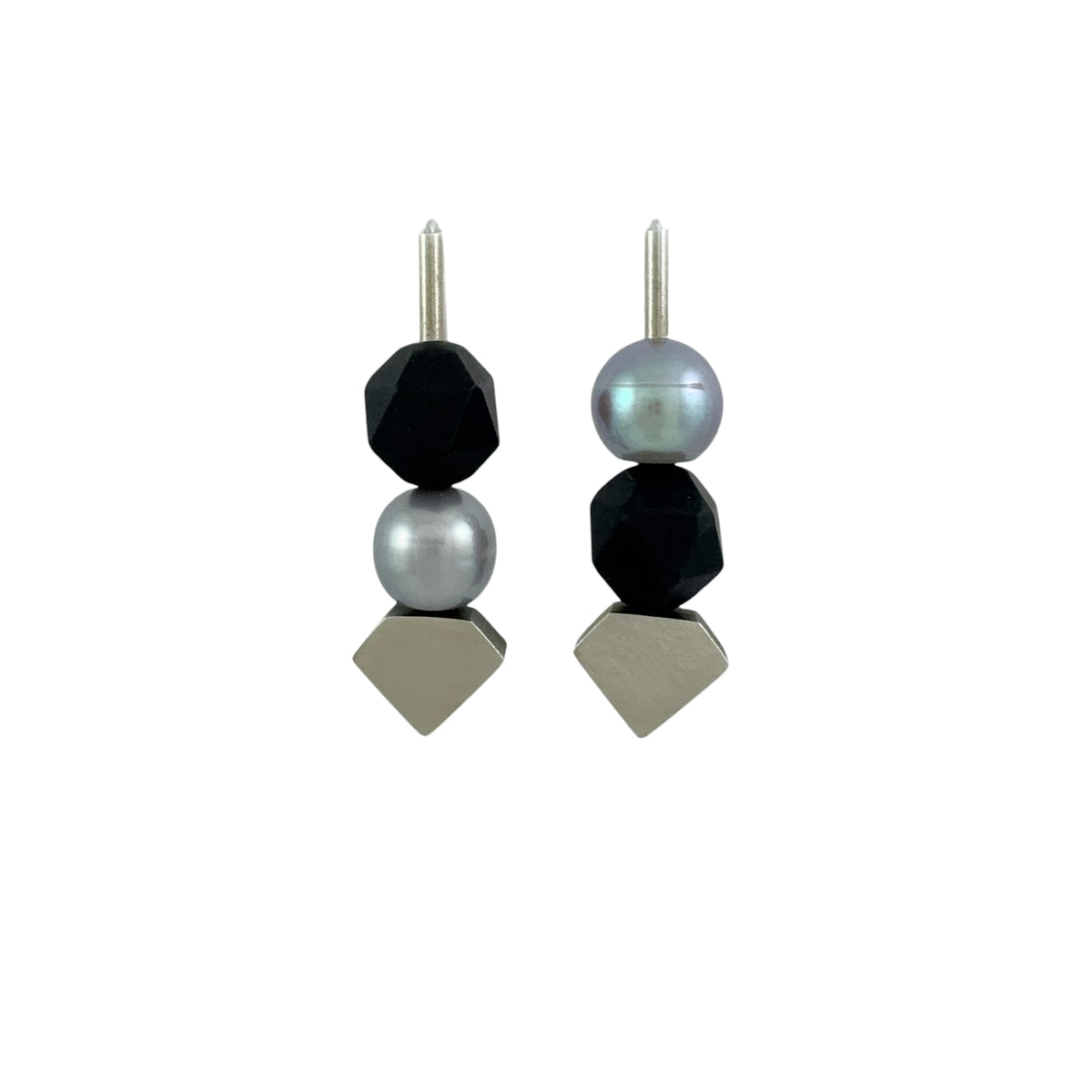 Onyx, Pearl & Silver Earrings - Ari Athans