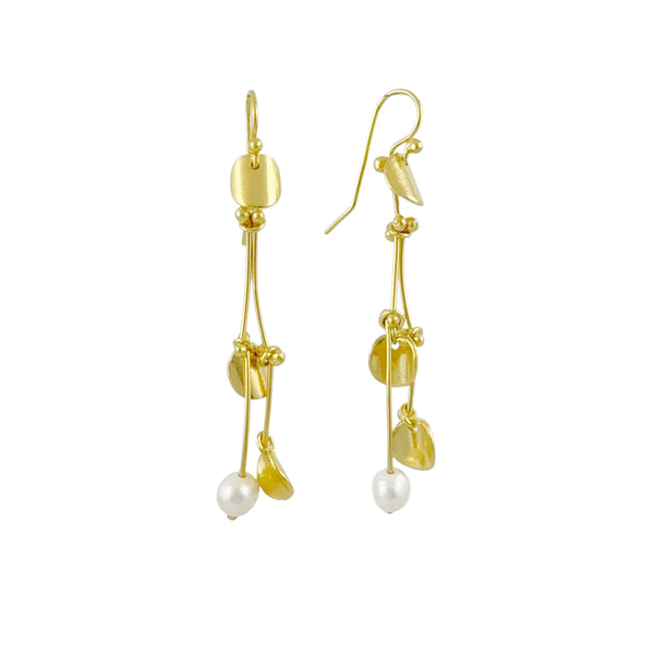 Golden Pearly Twig Earrings - Cynthia Nge