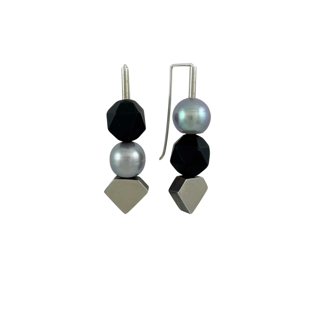 Onyx, Pearl & Silver Earrings - Ari Athans
