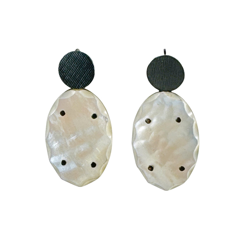 Oval Keepsake Mother of Pearl Small Earrings - Cynthia Nge