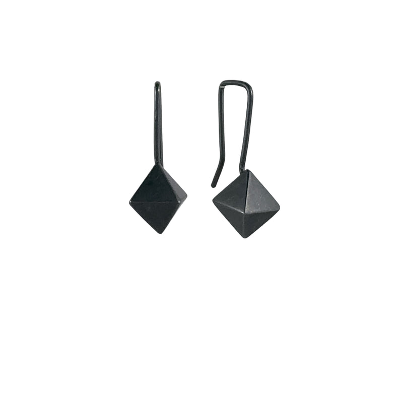 Short Oxidised Octahedron Earrings - Emma Jane Donald