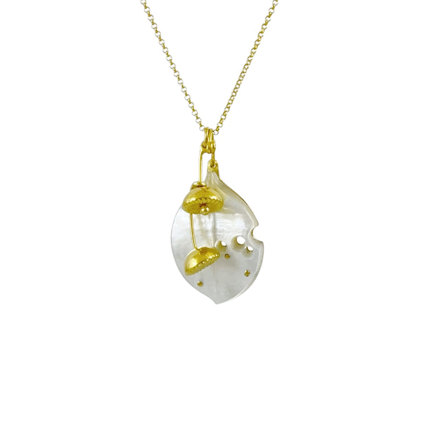 Golden Pohutukawa Mother of Pearl Necklace - Cynthia Nge