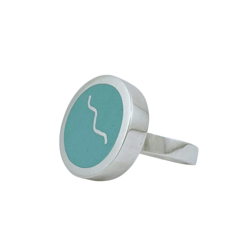 Duck Egg Blue Squiggle Ring - Christine Battocchio