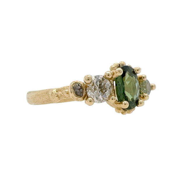 Green Sapphire and Diamond Four Stone Ring - Ruth Tomlinson