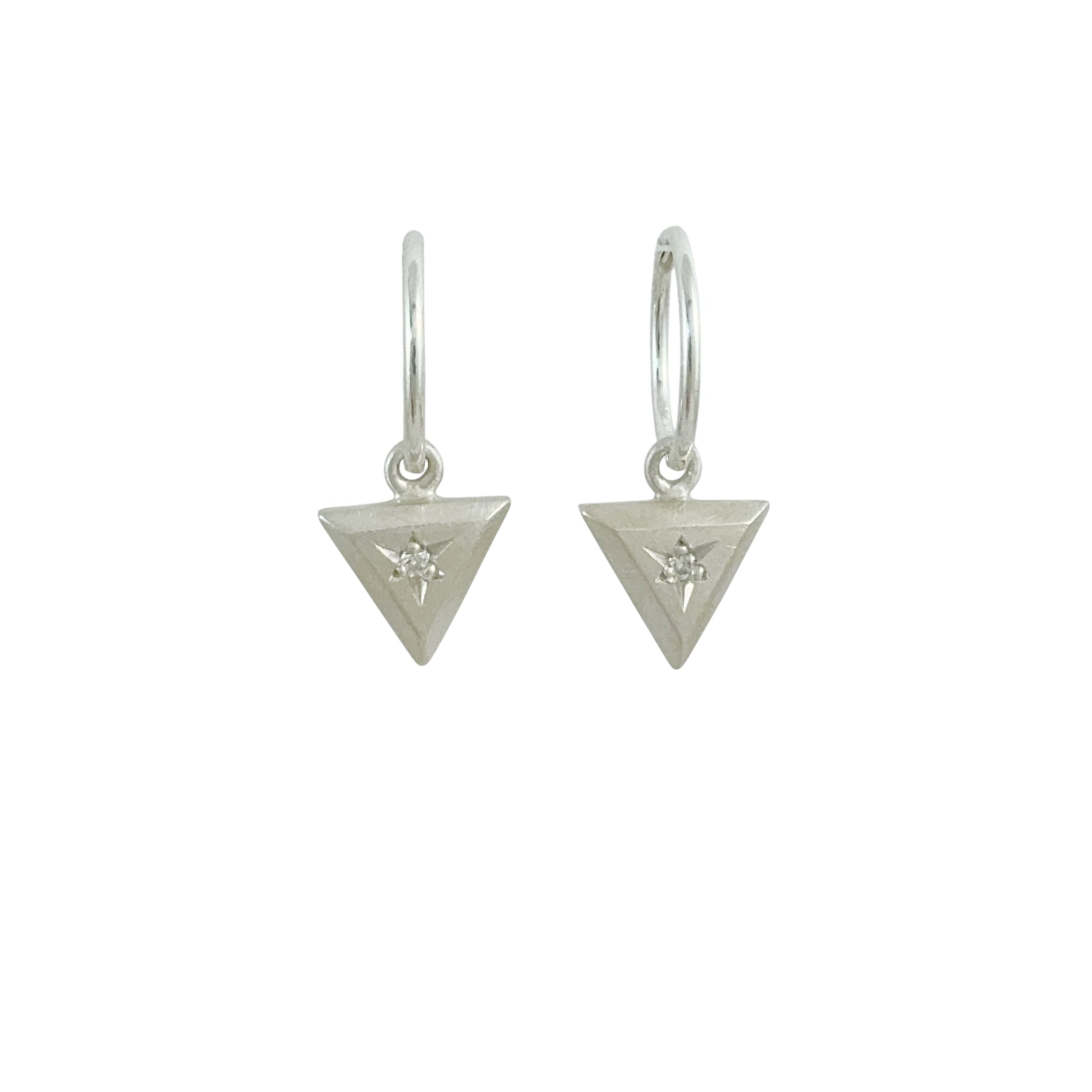 Diamond Charm Silver Earrings - Emma Jane Donald