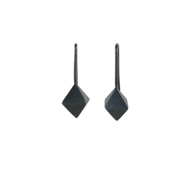 Short Oxidised Octahedron Earrings - Emma Jane Donald