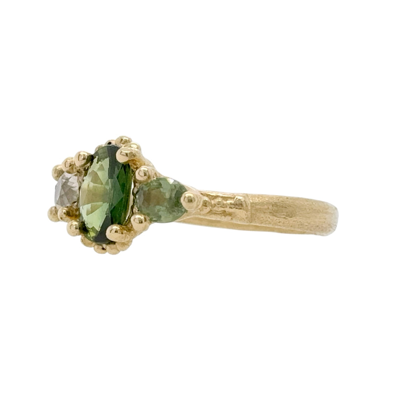 Green Sapphire and Diamond Four Stone Ring - Ruth Tomlinson