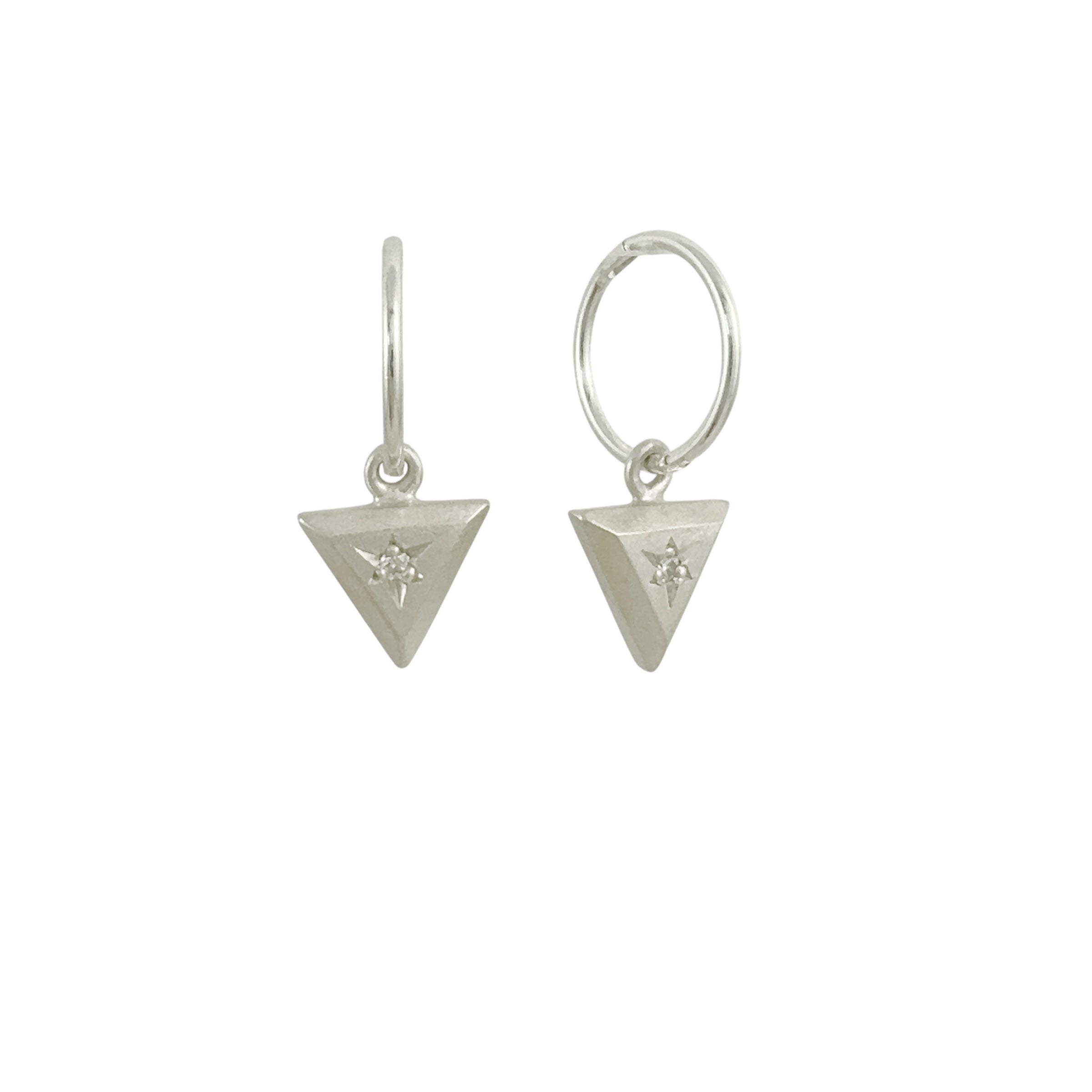 Diamond Charm Silver Earrings - Emma Jane Donald