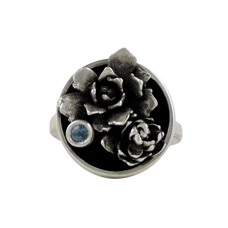 Pot Plant Silver Ring With Sapphire - Emma Kidson