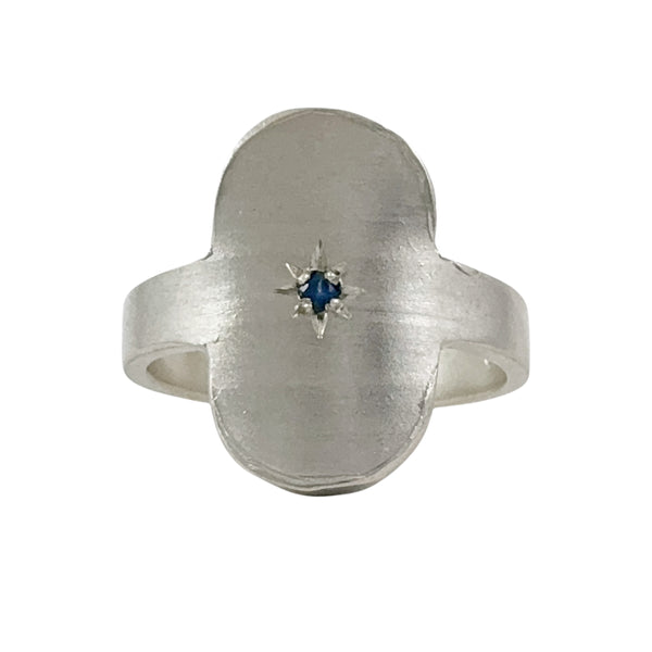 Oval Silver Signet Ring with Australian Sapphire - Nina Baker