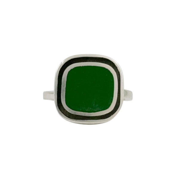 Square Green and Black Ring - Christine Battochio