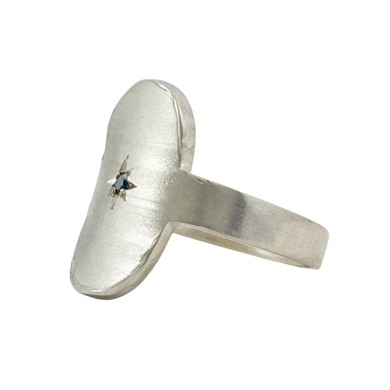 Oval Silver Signet Ring with Australian Sapphire - Nina Baker