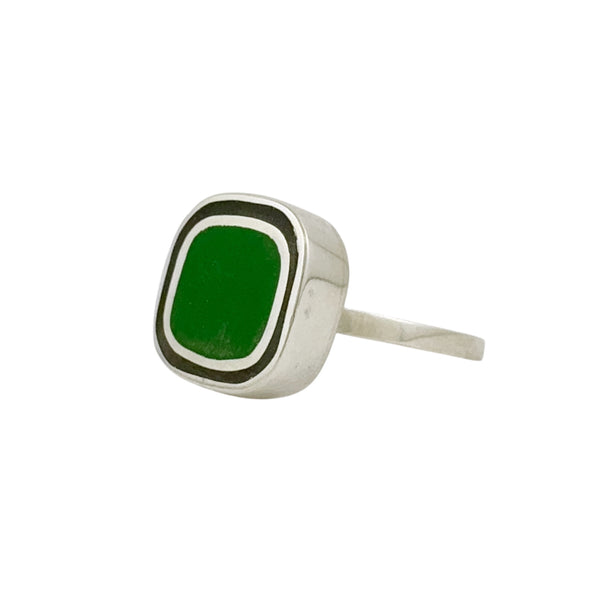 Square Green and Black Ring - Christine Battochio
