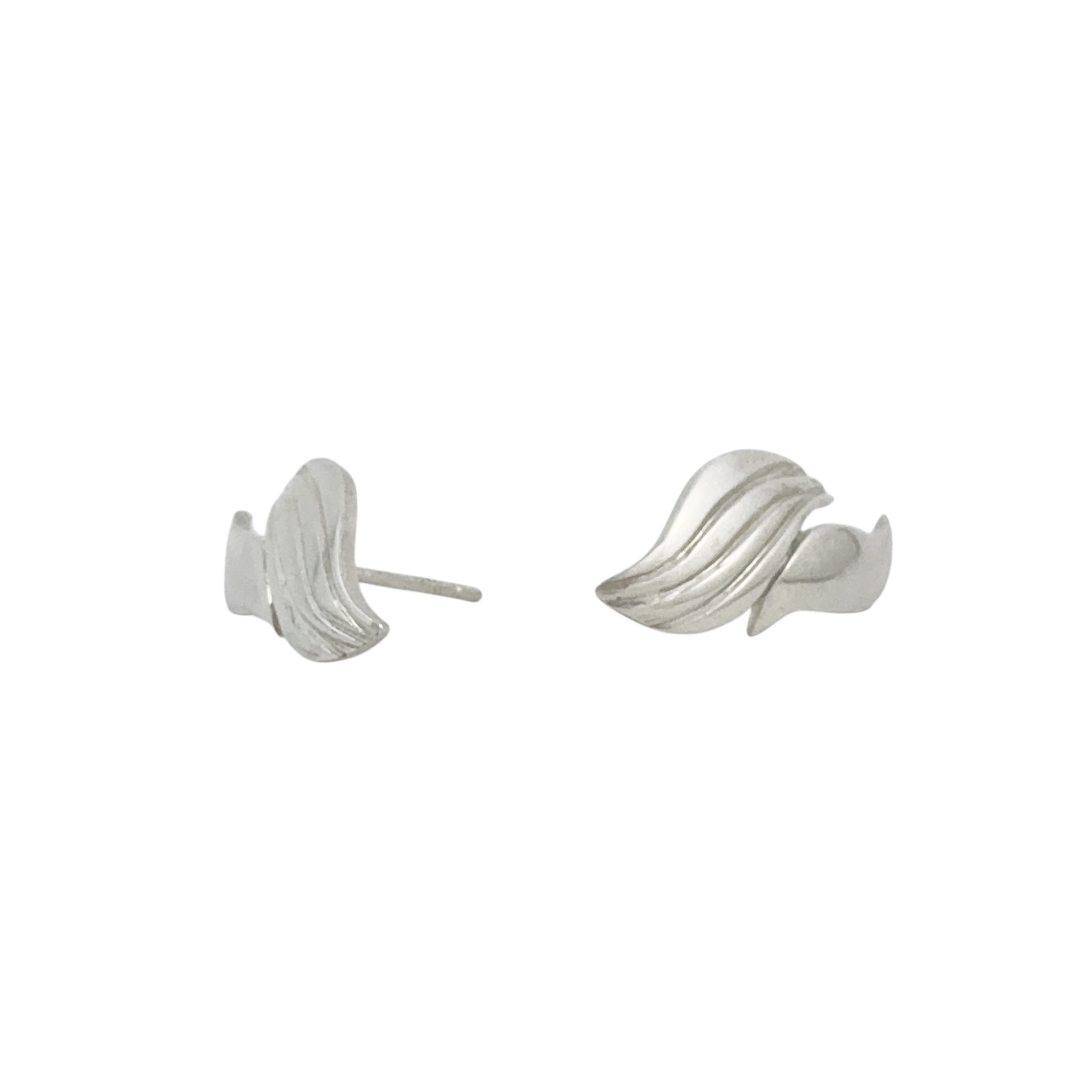 Double Wave Studs - Catherine White