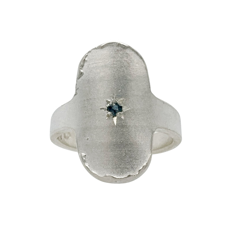 Oval Silver Signet Ring with Australian Sapphire - Nina Baker