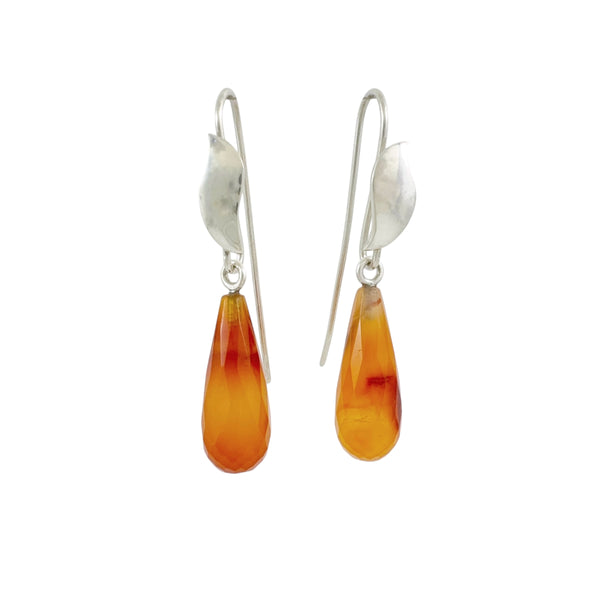 Carnelian Briolette Drop Earrings - Catherine White