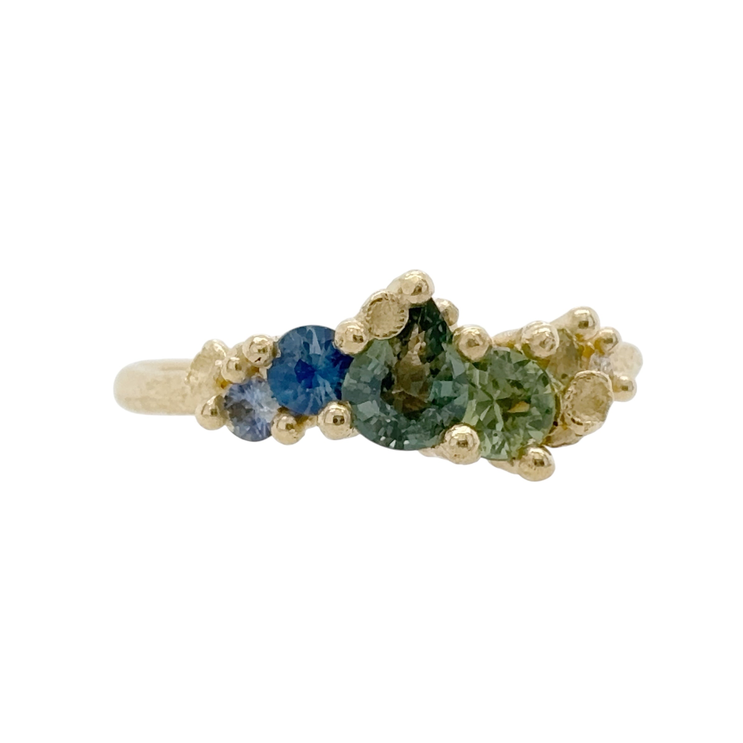 Asymmetric Sapphire Cluster Ring - Ruth Tomlinson