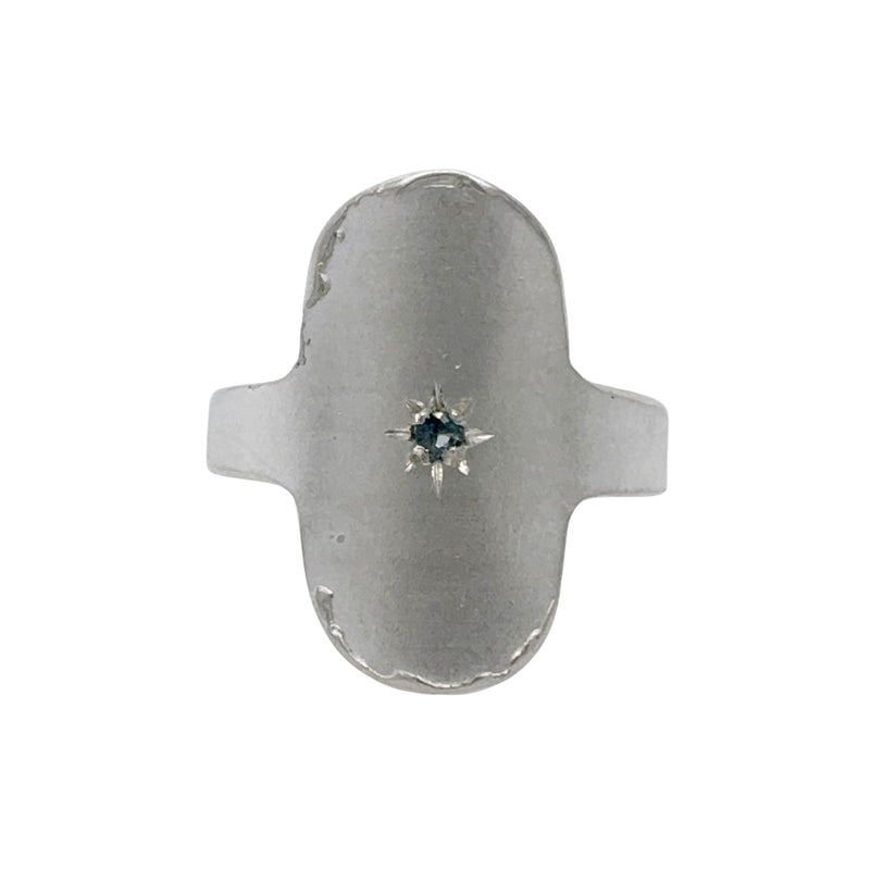 Oval Silver Signet Ring with Australian Sapphire - Nina Baker