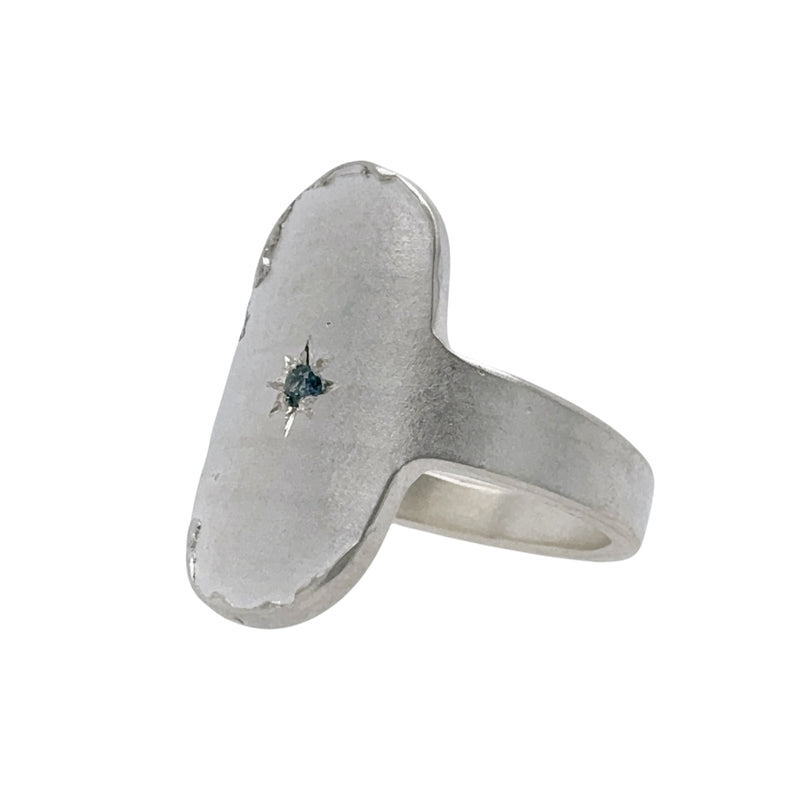 Oval Silver Signet Ring with Australian Sapphire - Nina Baker