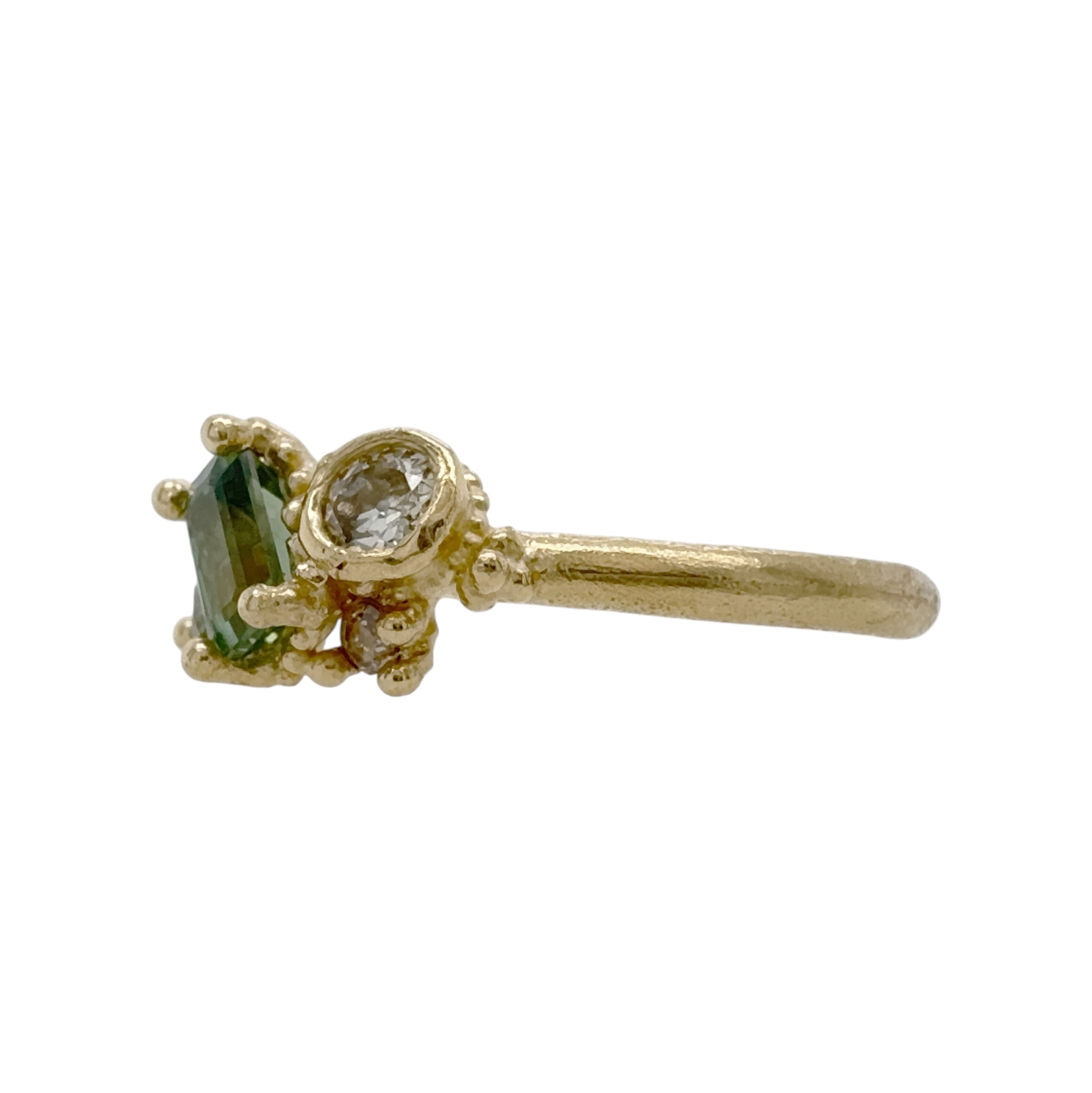 Green Sapphire Asymmetric Cluster Ring - Ruth Tomlinson
