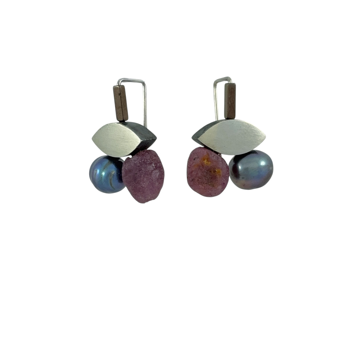 Pearl, Ruby & Silver Earrings - Ari Athans