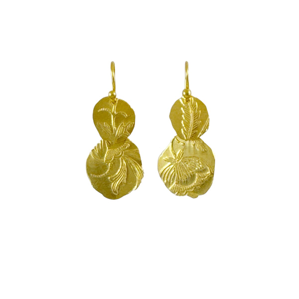 Double Layered Golden Keepsake Earrings - Cynthia Nge