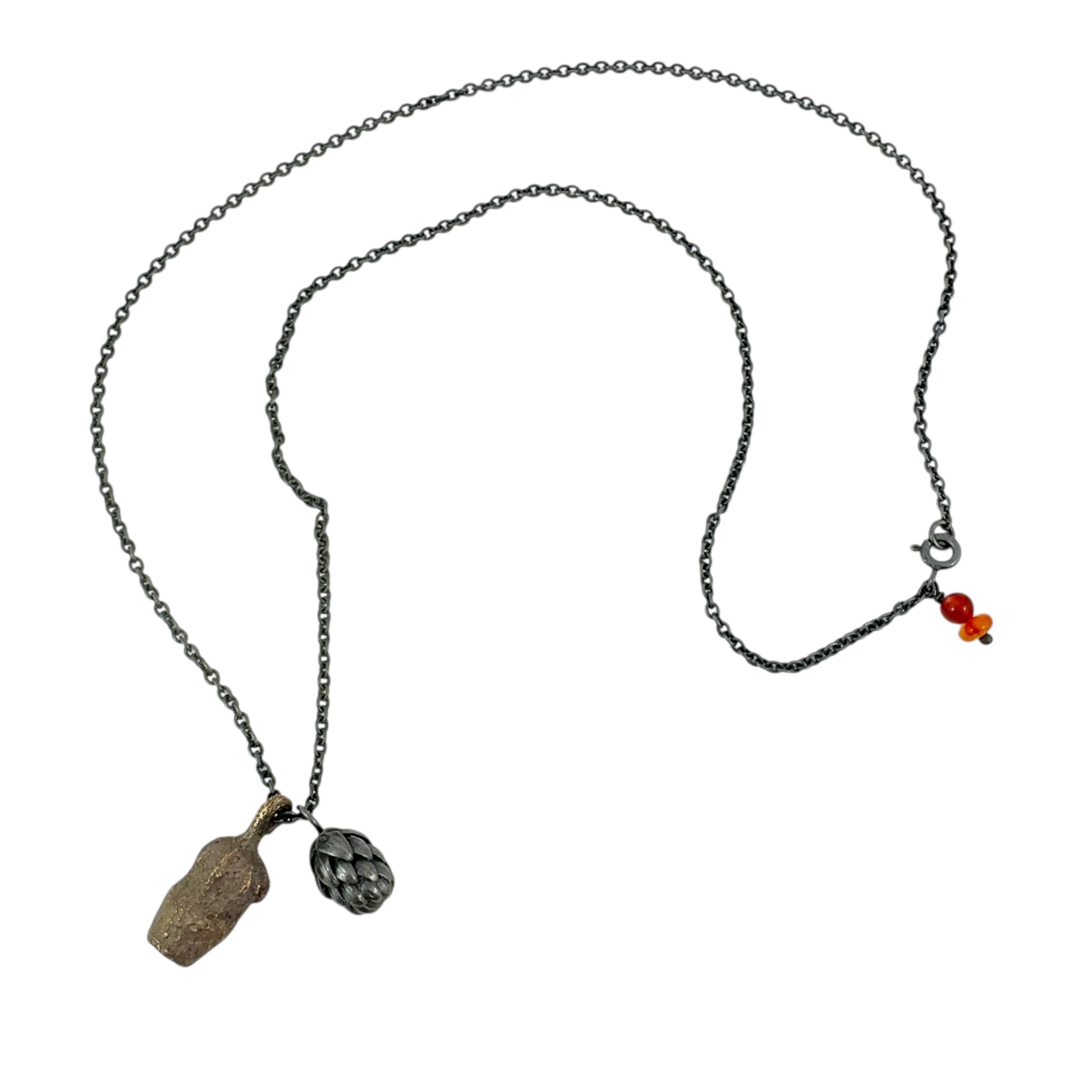 Beachcomber 'Norfolk Pine and Gumnut Pair' Oxidised Bronze & Silver Pendants - Melinda Young