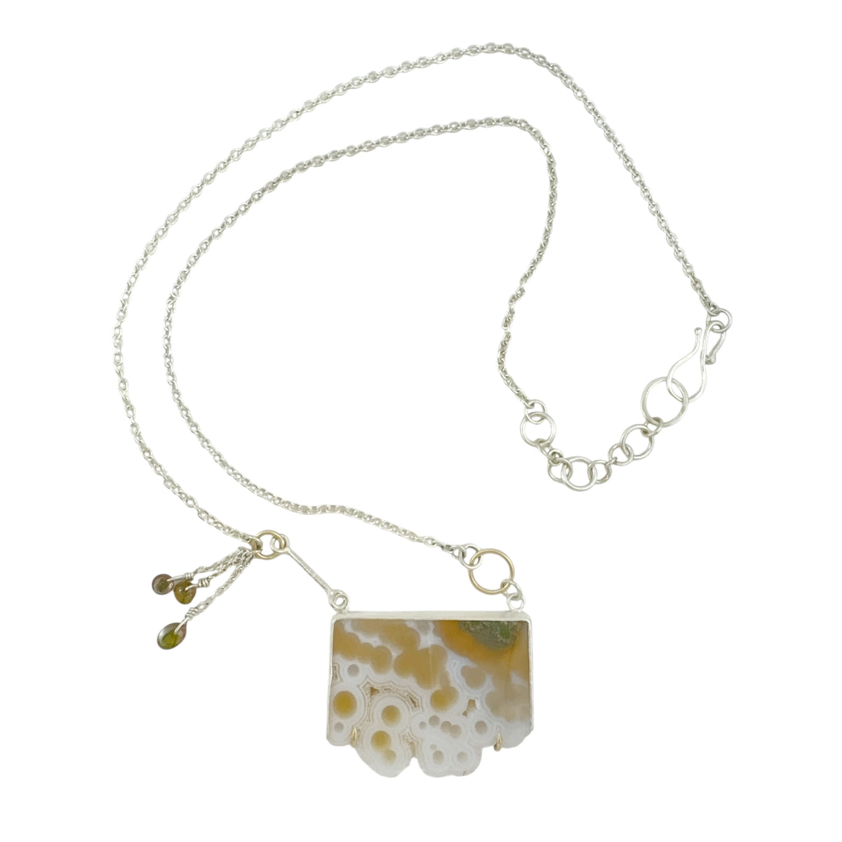 Moss Agate Druzy & Silver Pendant - Regina Krawets