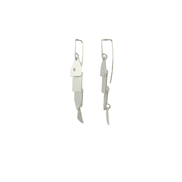 Short Silver Articulate Fish Earrings - Cynthia Nge