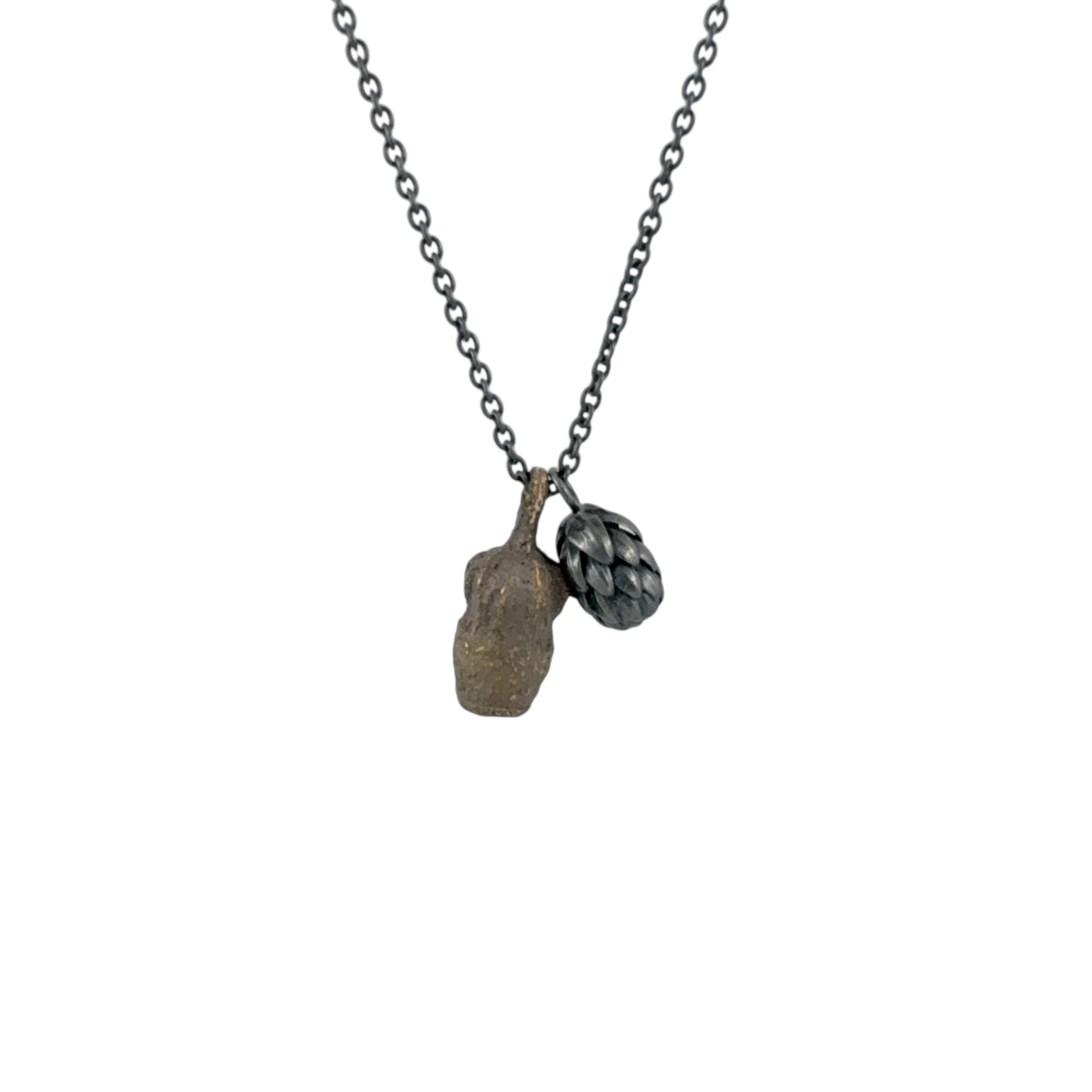 Beachcomber 'Norfolk Pine and Gumnut Pair' Oxidised Bronze & Silver Pendants - Melinda Young