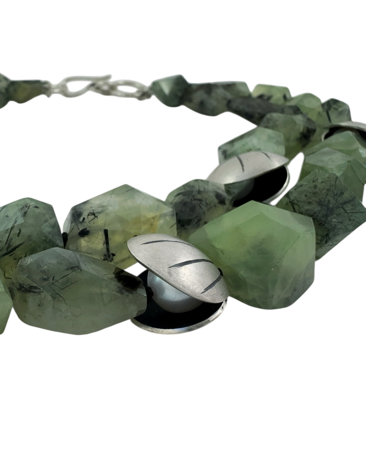 Prehnite Crystal Clam Shell Necklace -  Katheryn Leopoldseder