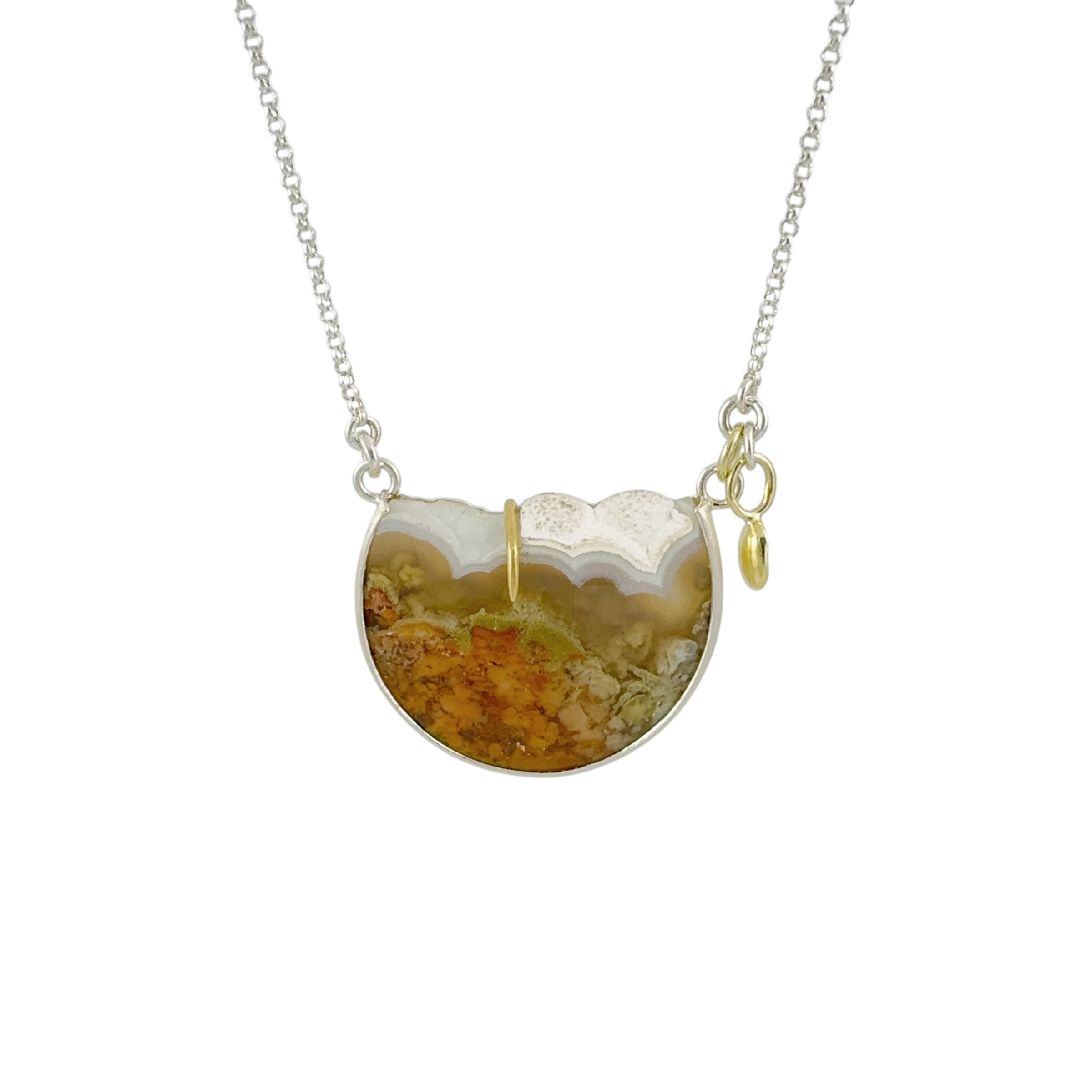 White Lace Moss Agate Pendant - Regina Krawets
