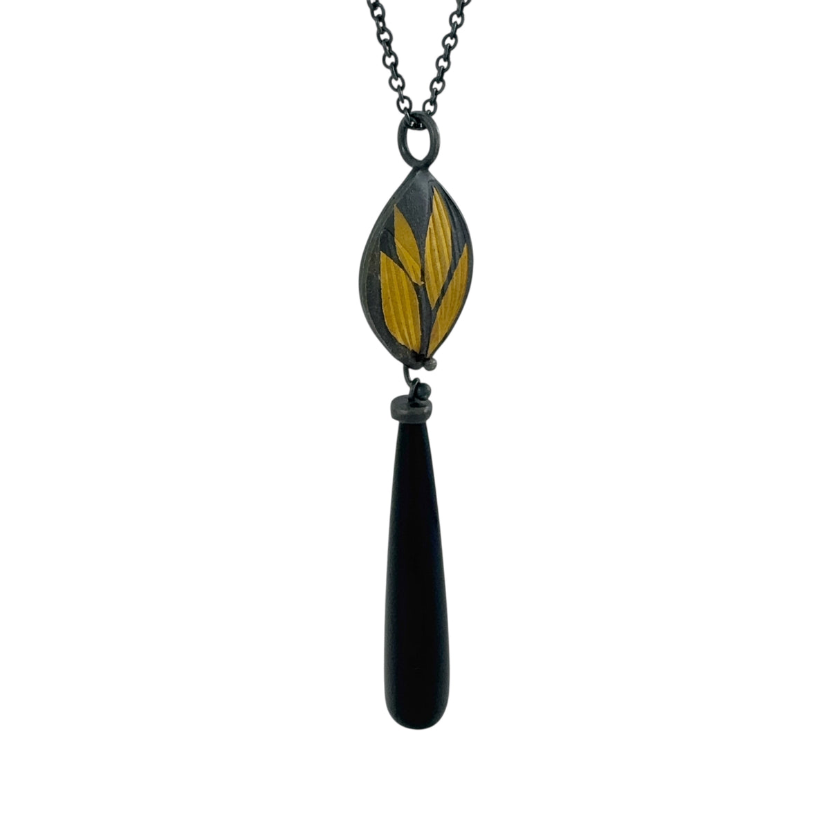 Hakea Leaf & Onyx Necklace - Robin Wells