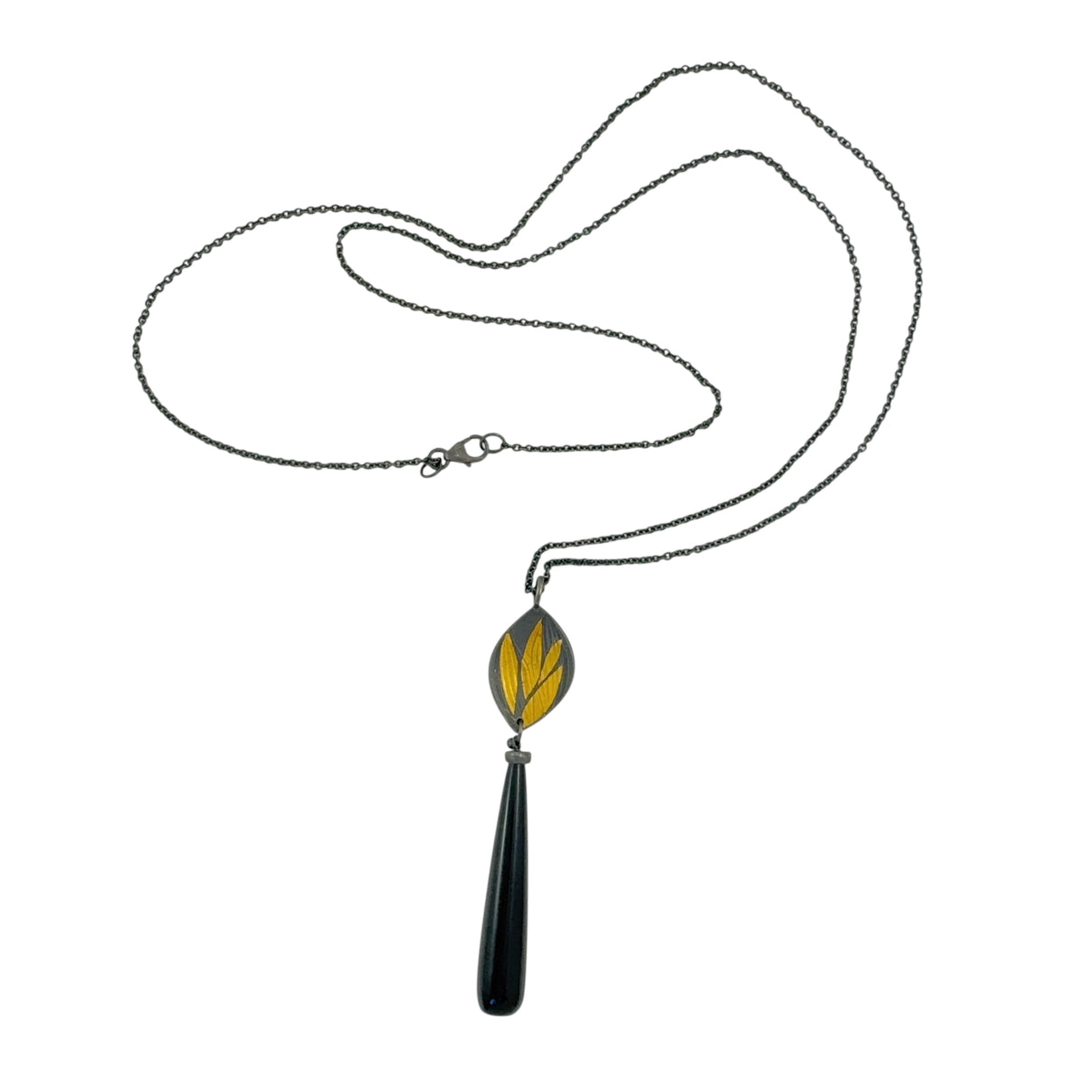 Hakea Leaf & Onyx Necklace - Robin Wells