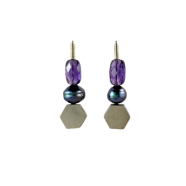 Hex Amethyst Earrings - Ari Athans