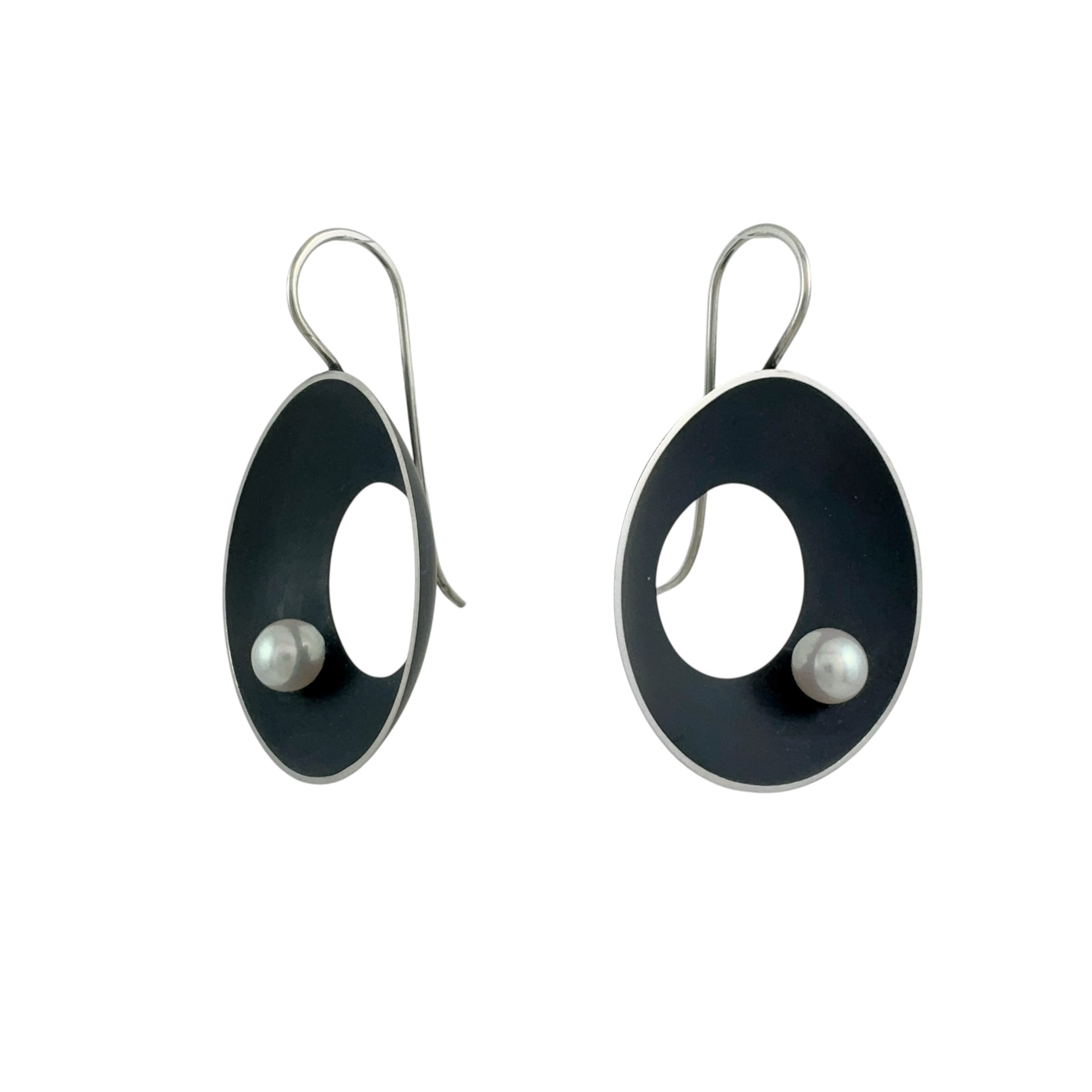 Large Open Sea Dish Oxidised Earrings -  Katheryn Leopoldseder