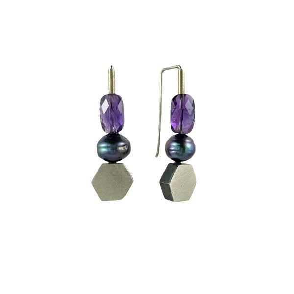 Hex Amethyst Earrings - Ari Athans