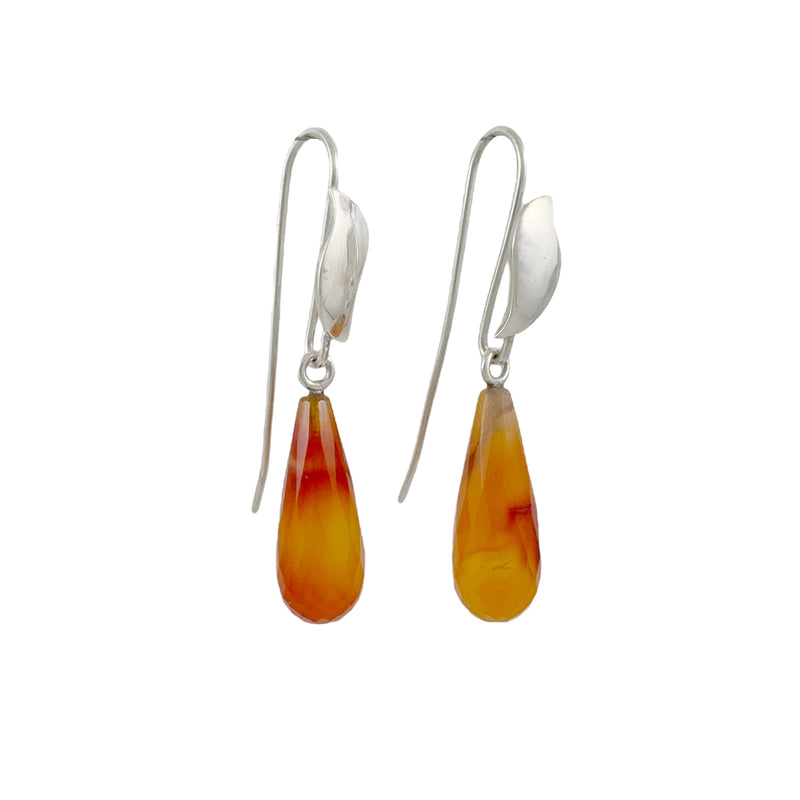 Carnelian Briolette Drop Earrings - Catherine White