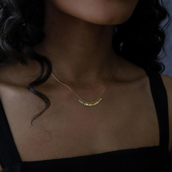 Mini Rainbow Dots Arc Gold Necklace - Sia Taylor