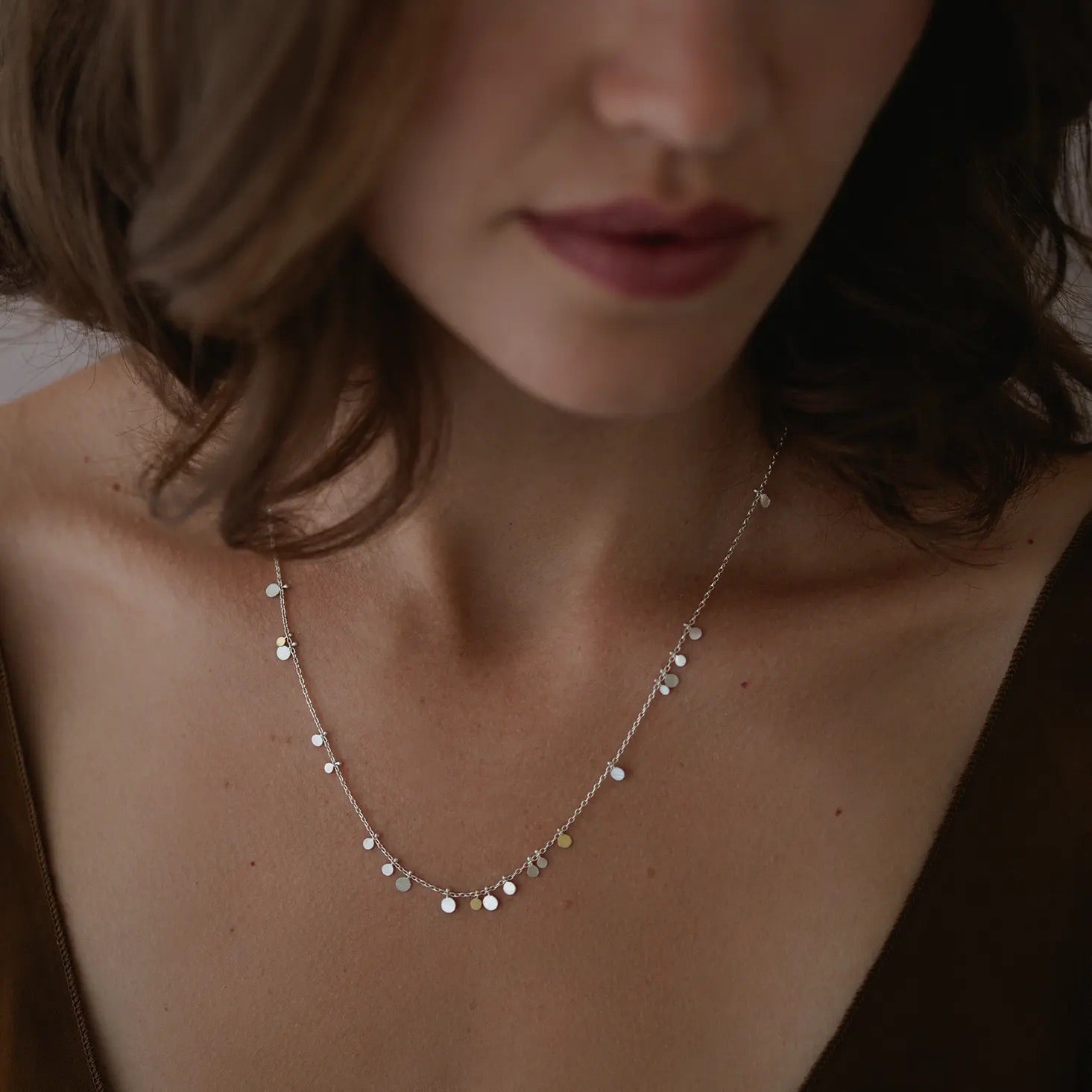 Simple Random Dots Silver & Gold Necklace - Sia Taylor